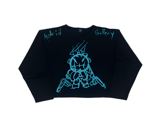 Black/Aqua Crooped T (women) Angelo Della Morte